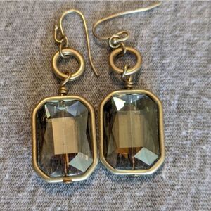 Cookie lee crystal loop pierced gold trim earrings